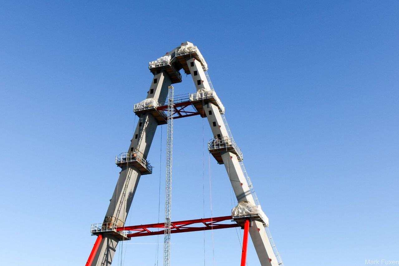Neubau der Rheinbrücke Leverkusen, Pylonmontage Neubau der Rheinbrücke Leverkusen, Pylonmontage